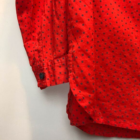 THE LOFT Orange + Gray Polka Dot Blouse Small - Picture 3 of 7